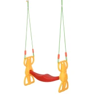 Qaba Kids Swing Set 2 Seat Glider with Plastic Hanging for 3+ Years Old Boys and Girls Outdoor Indoor(m-2)