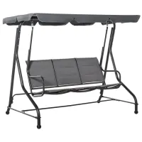 Outsunny 3-Seater Porch Swing Chair Outdoor Patio Bench for Deck with Adjustable Canopy, Padded Sling Fabric Seat(m-1)