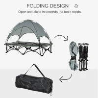 PawHut 46" Elevated Ventilated Cooling Pet Dog Bed w/ Canopy Shade Cover, Travel Bag, Silver(m-6)