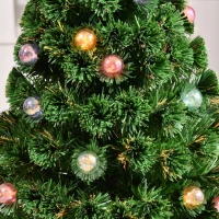 HOMCOM 3 FT Pre-Lit Artificial Table Christmas Tree, Fiber Optic Holiday Home Xmas Indoor Decoration with Golden Stand, Green(m-12)