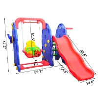 Qaba Sturdy Playground Set - Indoor/Outdoor - Blue/Red - Ages 2-7(m-4)