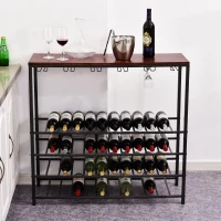 HOMCOM Industrial 40 Bottles Wine Rack w/ Stemware Storage Wood Free-standing Displayer(m-1)