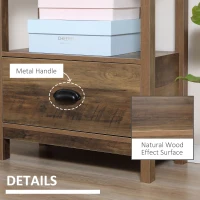 HOMCOM Farmhouse Chic 3-Tier Shelf Bookcase Display Rack with Drawer for Living Room, Bedroom, Office, Natural Wood(m-6)