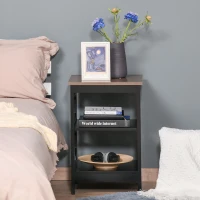 HOMCOM Modern End Table, Accent Side Table with 2 Storage Shelves for Living Room, Bedroom, Black(m-4)