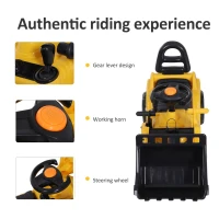 HOMCOM 3 in 1 Ride On Toy Bulldozer Digger Tractor Pulling Cart Pretend Play Construction Truck(m-6)