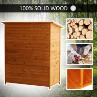 Outsunny 54.75''x29.5''x63'' Garden Storage Shed Asphalt Roof Wooden Timber Double Door Utility Storage House w/ Movable Shelf & Fixed Fittings, Natural(m-4)