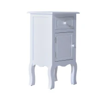 HOMCOM Wood Night Stand Bedroom Bedside End Table with Storage Drawer and Cabinet White(m-4)