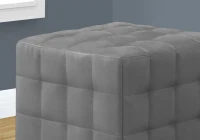 Monarch Tufted Cube Shaped Ottoman - Grey Leather-Look(m-3)