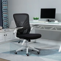 Vinsetto Mid-Back Mesh Home Office Chair Computer Task Ergonomic Desk Chair with Lumbar Back Support, Flip-Up Arm, and Adjustable Height, Black(m-10)