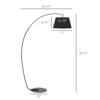 HOMCOM Arched Floor Lamp, Modern Standing Lamp with Foot Switch & Metal Base, Corner Reading Lamps Tall Pole Light for Office Bedroom Living Room, Black(m-3)