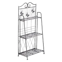 Outsunny 3-Tier Metal Folding Plant Stand Storage Unit Indoor Outdoor(m-7)