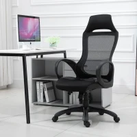 Vinsetto Executive Racing Chair Rocking Chair Adjustable Padded Seat with Wheels Black(m-1)