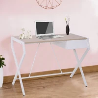 HOMCOM Wood Metal Modern Computer Desk  for Small Space with Slide Out Drawer(m-2)