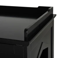 PawHut 37.5" Wooden Covered Mess Free Cat Litter Box End Table Hideaway Cabinet with Storage for Accessories, Black(m-14)