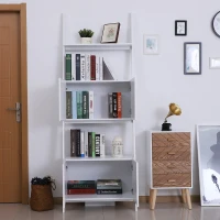 HOMCOM 3 Tier Ladder Shelving Unit 2 Cabinet White(m-2)