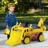 Aosom 6V Electric Bulldozer Ride-On Construction Excavator Toy Vehicle for Kids with Music, Lights, and Shovel(m-2)