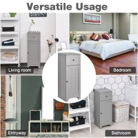 kleankin Short Bathroom Storage Cabinet, Cabinet Organizer with 1 Drawer and Adjustable Shelf for Living Room, Grey(m-7)