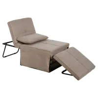 HOMCOM 4-in-1 Multi Function Folding Single Sofa Bed with Retractable Footrest, Convertible Sleeper with Adjustable Backrest For Living Room and Small Spaces, Light Coffee(m-1)