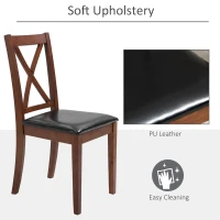 HOMCOM High Back Dining Chairs Set of 2 with PU Leather Upholstry and Cross Back Design, Black(m-6)