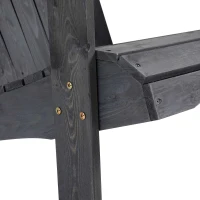 Outsunny Outdoor Wood Adirondack Chair Reclined Bench w/ Coner Table & Umbrella Hole(m-9)