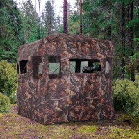 Outsunny Portable Ground Hunting Tent Shooting Birdwatching Blind Hide Tent w/ Carry Bag 2-3 Person Camouflage(m-2)