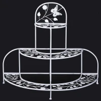 Outsunny 3 Tier Plant Stand Metal Butterfly Leaf Outdoor Potted - White(m-3)