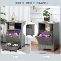 PawHut Pet Feeder Station Dog and Cat Food Storage Feeding Station Food Cabinet Pet Storage Organizer Grey(m-6)