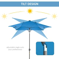 Outsunny 6.5x10ft Patio Umbrella Rectangle Solar Powered Tilt Aluminum Outdoor Market Parasol with LEDs Crank (Turquoise)(m-4)