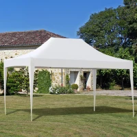 Outsunny 10x15ft Outdoor Pop Up Party Tent Folding Gazebo Canopy with Carrying Bag White(m-1)