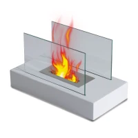 HOMCOM Ventless Tabletop Bio Ethanol Fireplace Portable Firebox Heater Burner Indoor(White)(m-1)