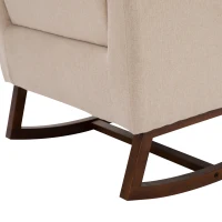 HOMCOM Linen Look Rocking Chair Solid Wood Curved Legs Padded Living Room Seat White(m-6)