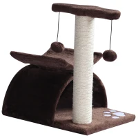 PawHut 17" Cat Scratching Tree Kitty Play Activity Center Pet Bed Rotatable Top Bar with Tunnel and Toy Ball(m-3)
