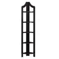 Monarch 72" Wood Grain-Look 5-Tier Corner Accent Display Bookcase - Cappuccino Brown Finish(m-1)