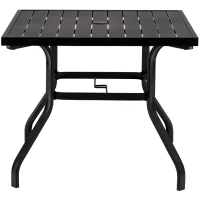 Outsunny 5-Piece Outdoor Patio Square Table Dining Set with 4 Stackable Chairs, Durable Steel Design, & Middle Umbrella Hole of 1.65'' or 1.5''(m-10)