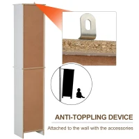 kleankin Tall Bathroom Floor Cabinet, Freestanding Linen Tower with Adjustable Shelf and Cupboard, Narrow Side Storage Organizer, White(m-6)