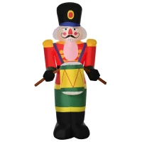 HOMCOM 8 ft. Christmas Inflatable Solider Playing Drums, Outdoor Blow-Up Holiday Yard Decoration with LED Lights Display(m-11)
