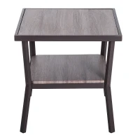 Open Box HomCom Rustic Industrial Minimal Two Tier Wooden Accent End Table - Light Brown Woodgrain(m-2)