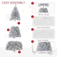 HOMCOM 7.5ft Unlit Full Pine Artificial Christmas Tree with Realistic Branches, Fake Holiday Tree with 1477 Tips, Silver(m-6)