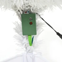 HOMCOM 3ft Tall Pre-Lit Douglas Fir Artificial Christmas Tree with Realistic Branches, 90 Multi-Color LED Lights, Fiber Optics, and 90 Tips, White(m-14)