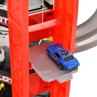 Qaba 3-Level Parking Garage Toy Car Playset with Racetrack, Helicopter Ramp, Elevator, and Cars for Boys and Girls(m-11)