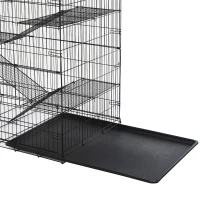 Pawhut Small Animal Cage Hutch Pet Play House with Platform, Ramp, Removable Tray, Wire Runway for Rabbits, Guinea Pigs, Ferret(m-8)