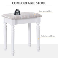 HOMCOM Luxury Wooden Vanity Table Set Makeup Table with Tri-Folding Mirror, Drawer and Padded Stool, White(m-5)