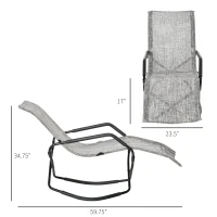 Outsunny Folding Zero-Gravity Rocking Chair, Sun Lounger for Backyard or Pool, Ergonomic Design for Ultimate Comfort, Grey(m-2)