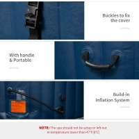 Outsunny 4-6 Person Inflatable Portable Hot Tub Outdoor Round Heated Spa with 130 Jets, Cover, Filter Cartridges, Blue(m-7)