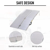 HOMCOM 5' Foldable Handicap Ramp for Home, Steps, Doorways, Aluminum Portable Wheelchair Ramp, Textured Threshold Ramp, Silver(m-4)