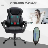 Vinsetto 4-Point Vibration Massage Executive Office Chair High Back Height Adjustable Padded Seat with Wheels, Black(m-5)
