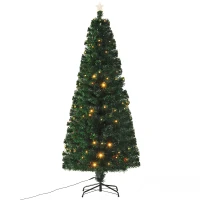 HOMCOM 7ft Tall Pre-Lit Artificial Fiber Optic LED Lighted Christmas Tree(m-1)
