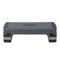 Soozier 35” Adjustable Aerobic Platform Stepper with Risers 6” 8” 10” Cardio Fitness Trainer Workout Step, Black Grey(m-3)