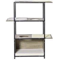 PawHut 48" H Cat House Cat Activity Tower Shelf Furniture with 3 Climbing Platforms, 1 Condo, Scratch Pad and Removable Cushions, Grey/Black(m-8)
