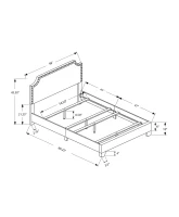 Monarch Full Size Contemporary Upholstered Bed Frame with Cutout Headboard, Brass Nail Head Trim and Wood Legs - Beige Linen Look(m-4)